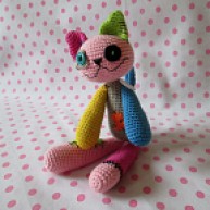 Crocheted patchwork cat
