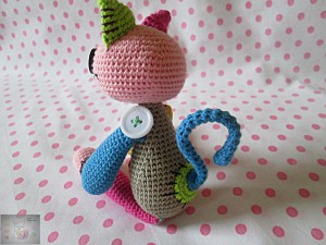 Crocheted patchwork cat